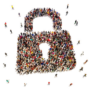 Large group of people that are seeking security protection , internet , identity theft , home protection concept.